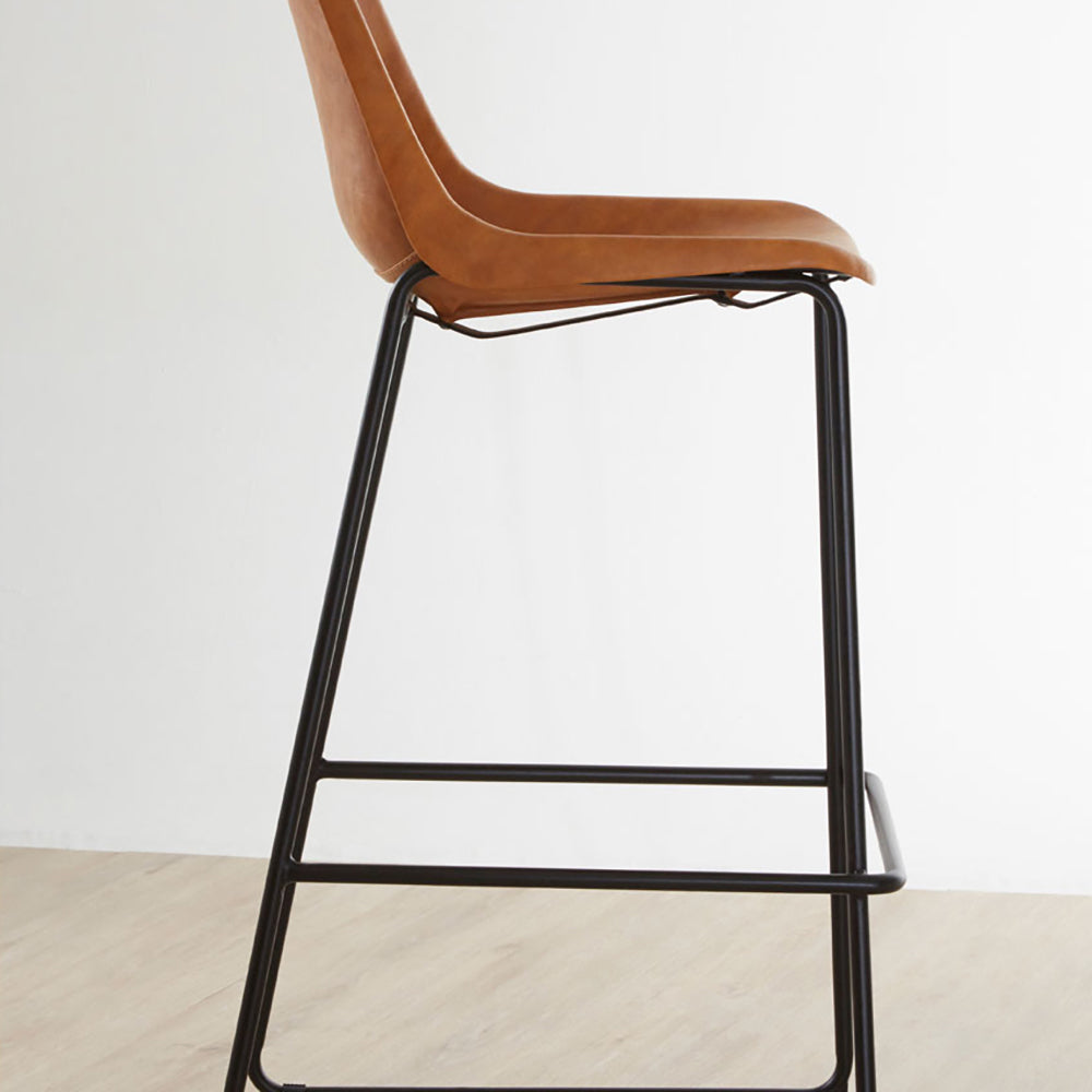 Product photograph of Olivia S Soft Industrial Collection - Dala Bar Stool In Camel from Olivia's.