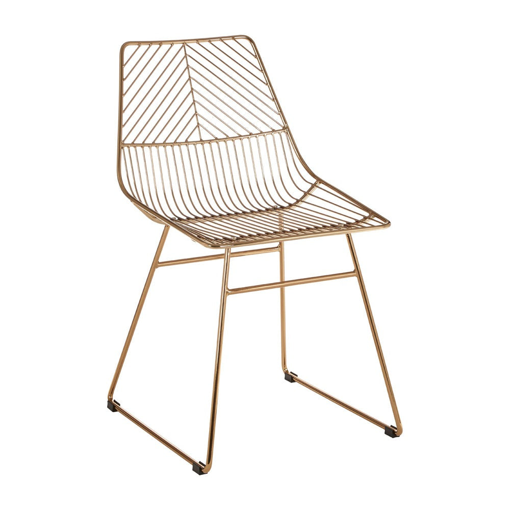 Product photograph of Olivia S Soft Industrial Collection - Distance Small Metal Wire Chair In Gold from Olivia's.
