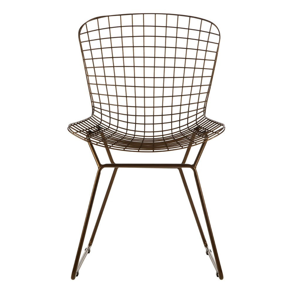 Product photograph of Olivia S Soft Industrial Collection - Distance Metal Grid Frame Wire Chair In Bronze from Olivia's
