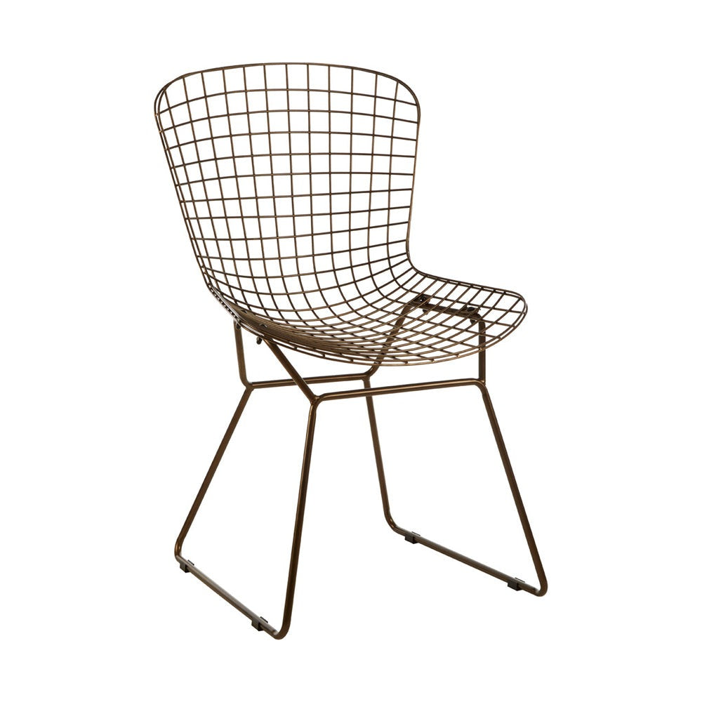 Product photograph of Olivia S Soft Industrial Collection - Distance Metal Grid Frame Wire Chair In Bronze from Olivia's.