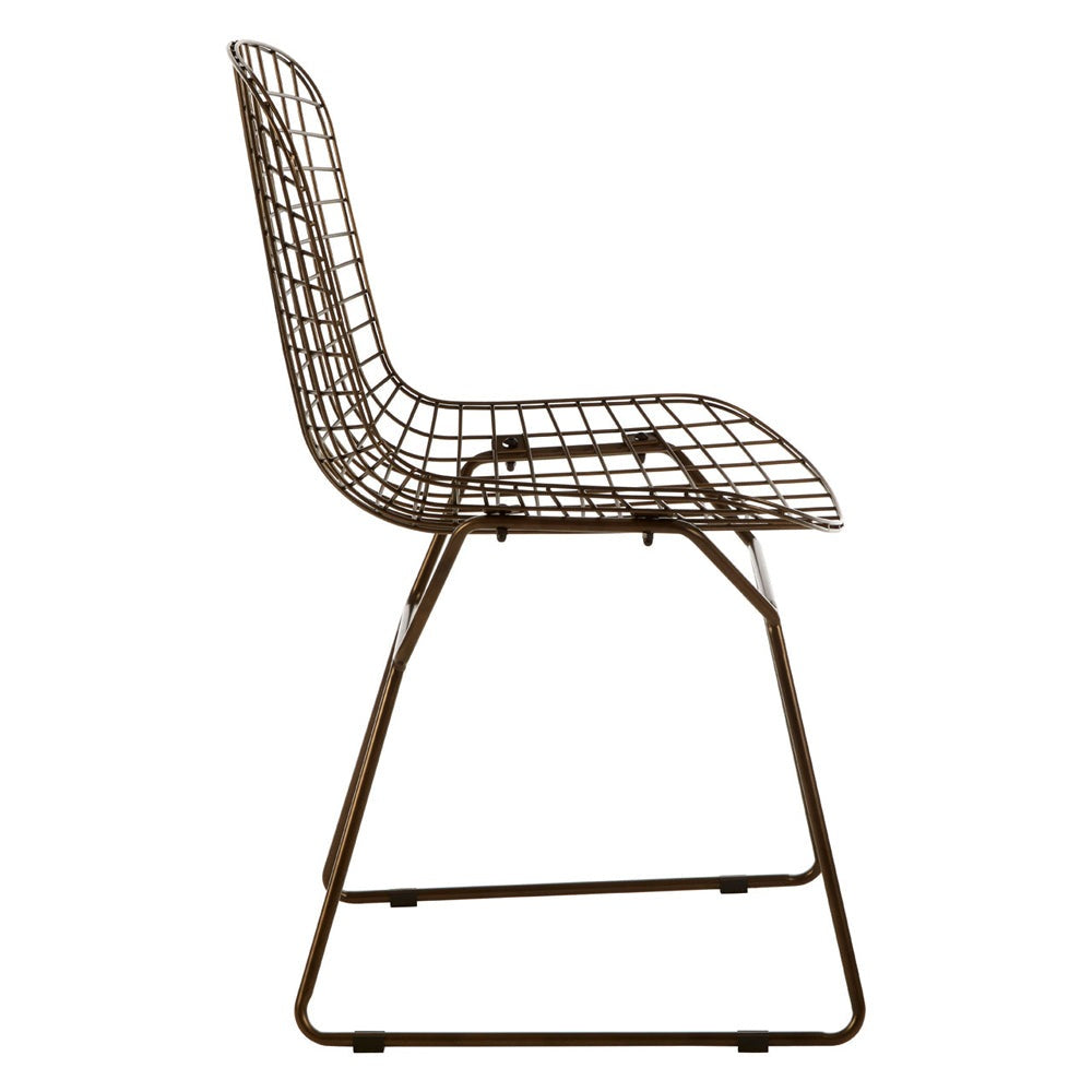 Product photograph of Olivia S Soft Industrial Collection - Distance Metal Grid Frame Wire Chair In Bronze from Olivia's.