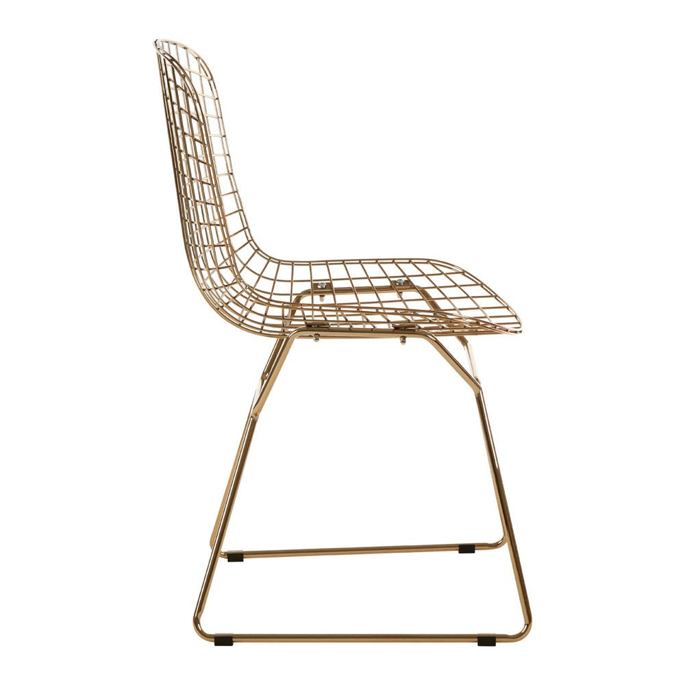 Product photograph of Olivia S Soft Industrial Collection - Distance Metal Grid Frame Wire Chair In Gold from Olivia's.