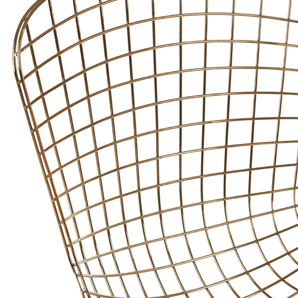 Product photograph of Olivia S Soft Industrial Collection - Distance Metal Grid Frame Wire Chair In Gold from Olivia's.
