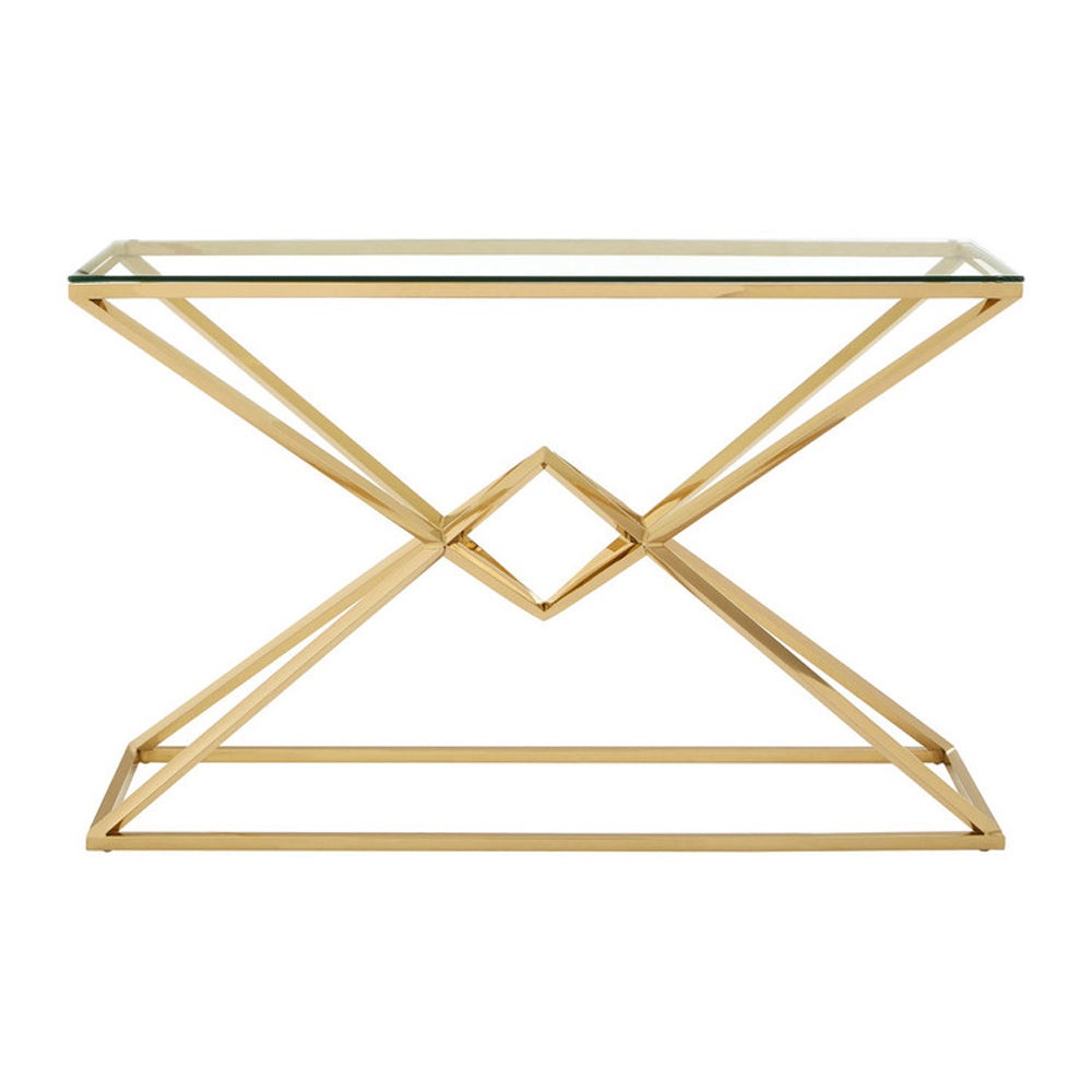 Product photograph of Olivia S Luxe Collection - Alice Gold And Glass Corset Console Table from Olivia's.