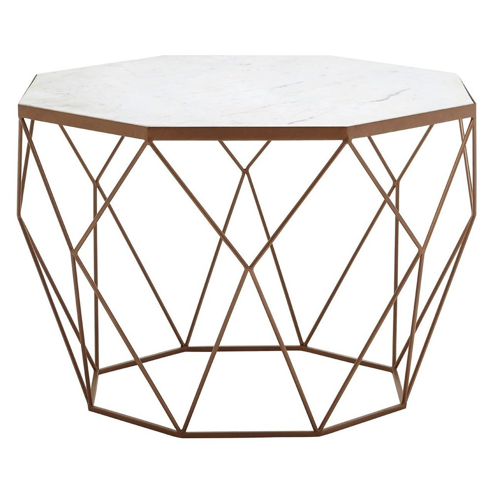 Product photograph of Olivia S Coffee Table In White Marble Gold from Olivia's