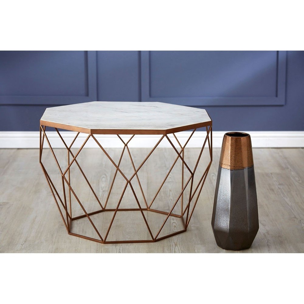 Product photograph of Olivia S Coffee Table In White Marble Gold from Olivia's.
