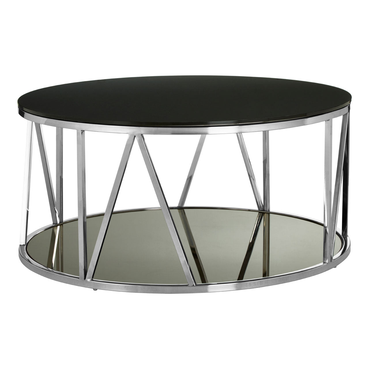 Product photograph of Olivia S Aubrey Round Coffee Table In Black Chrome from Olivia's