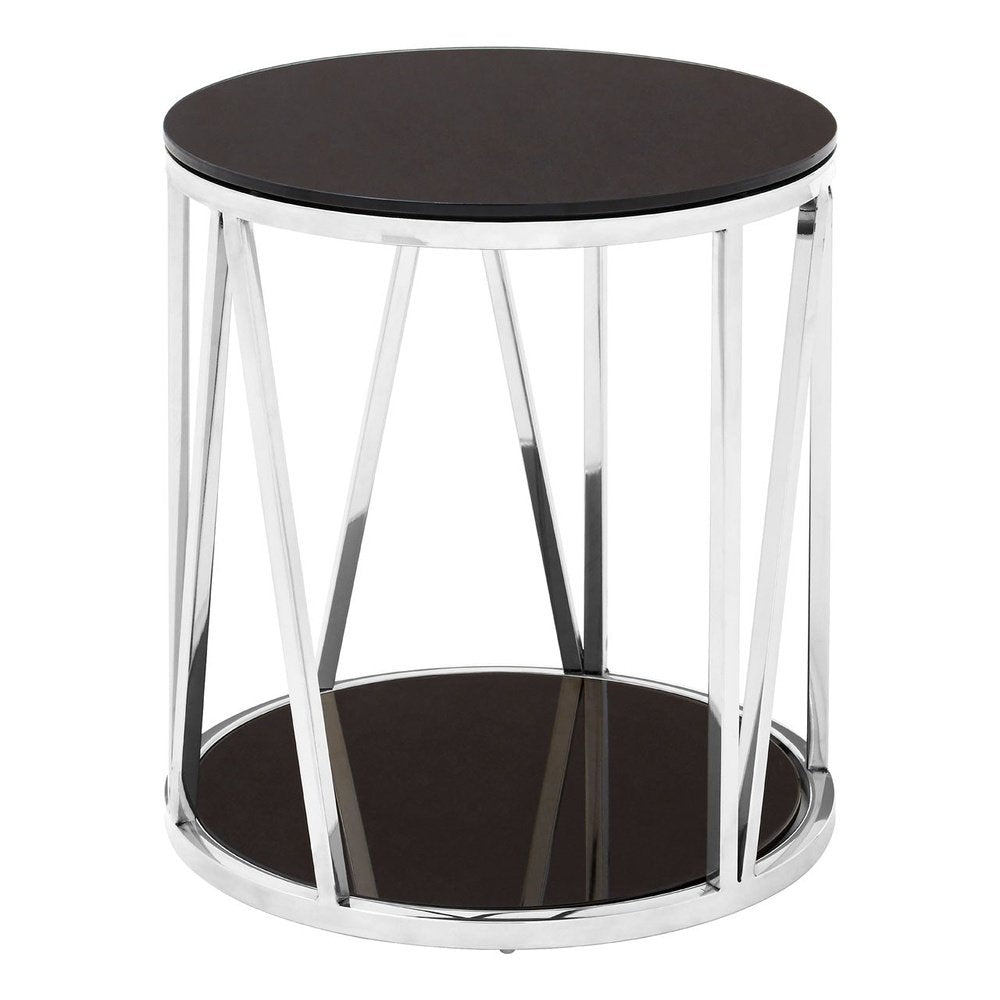 Product photograph of Olivia S Aubrey Round Side Table In Black Chrome from Olivia's.