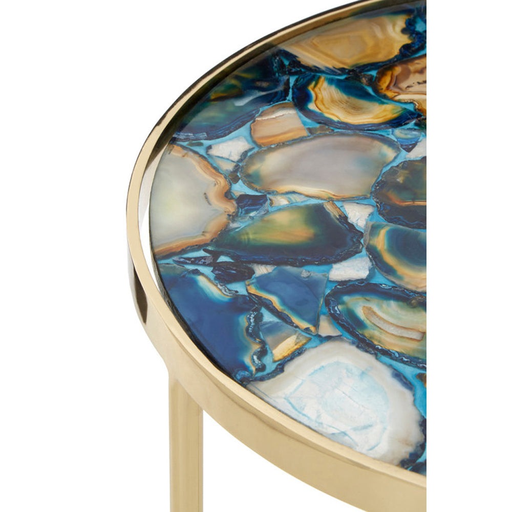 Product photograph of Olivia S Boutique Hotel Collection - Blue Agate Side Table from Olivia's.