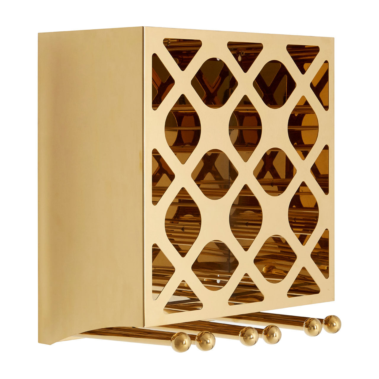 Product photograph of Olivia S Nora Wall Mount 12 Bottle Wine Rack In Gold from Olivia's
