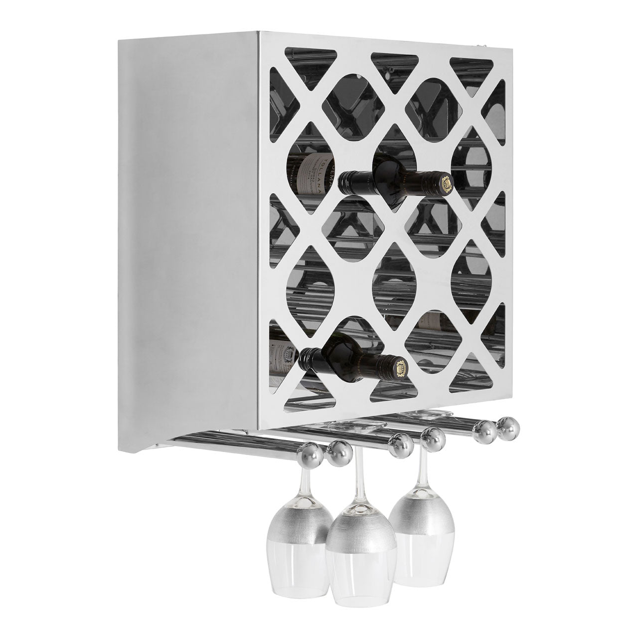 Product photograph of Olivia S Nora Wall Mount 12 Bottle Wine Rack In Silver from Olivia's.