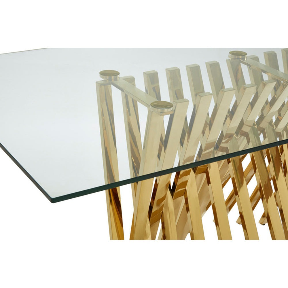 Product photograph of Olivia S Luxe Collection - Areo Gold Dining Table from Olivia's.