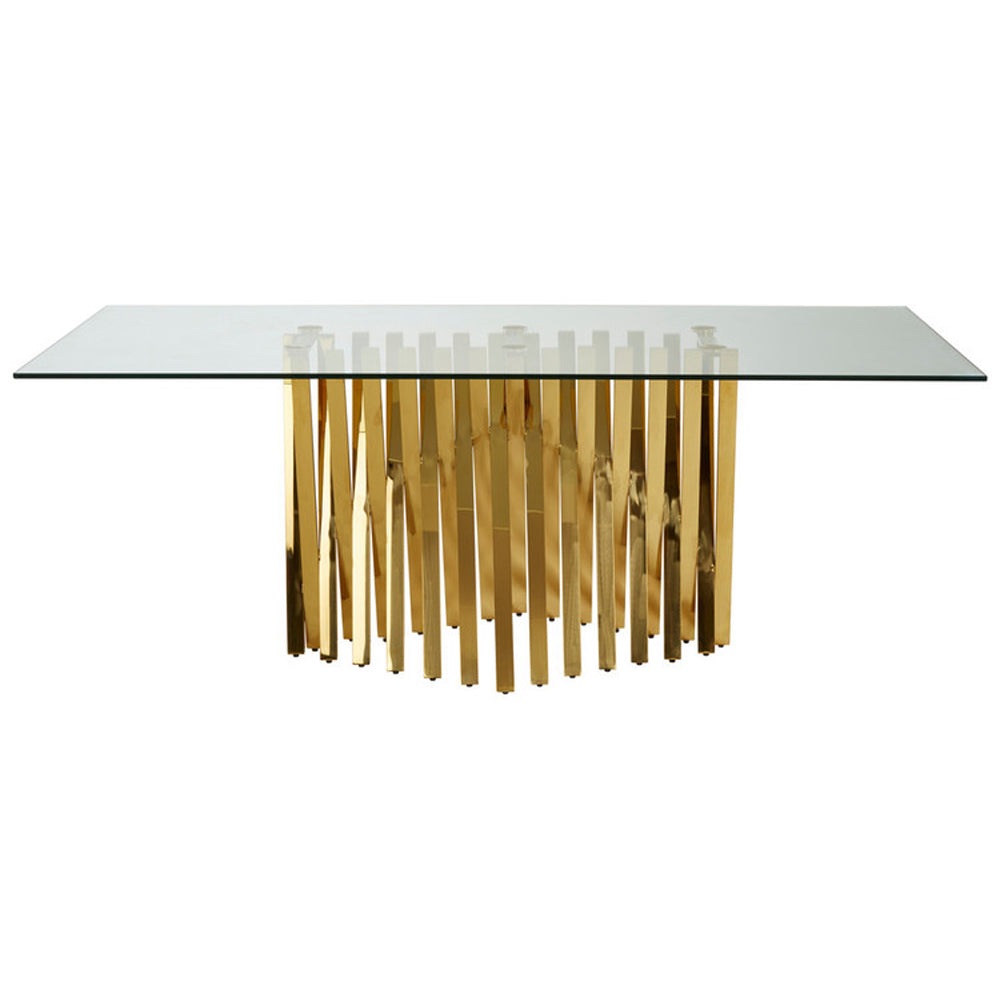 Product photograph of Olivia S Luxe Collection - Areo Gold Dining Table from Olivia's.