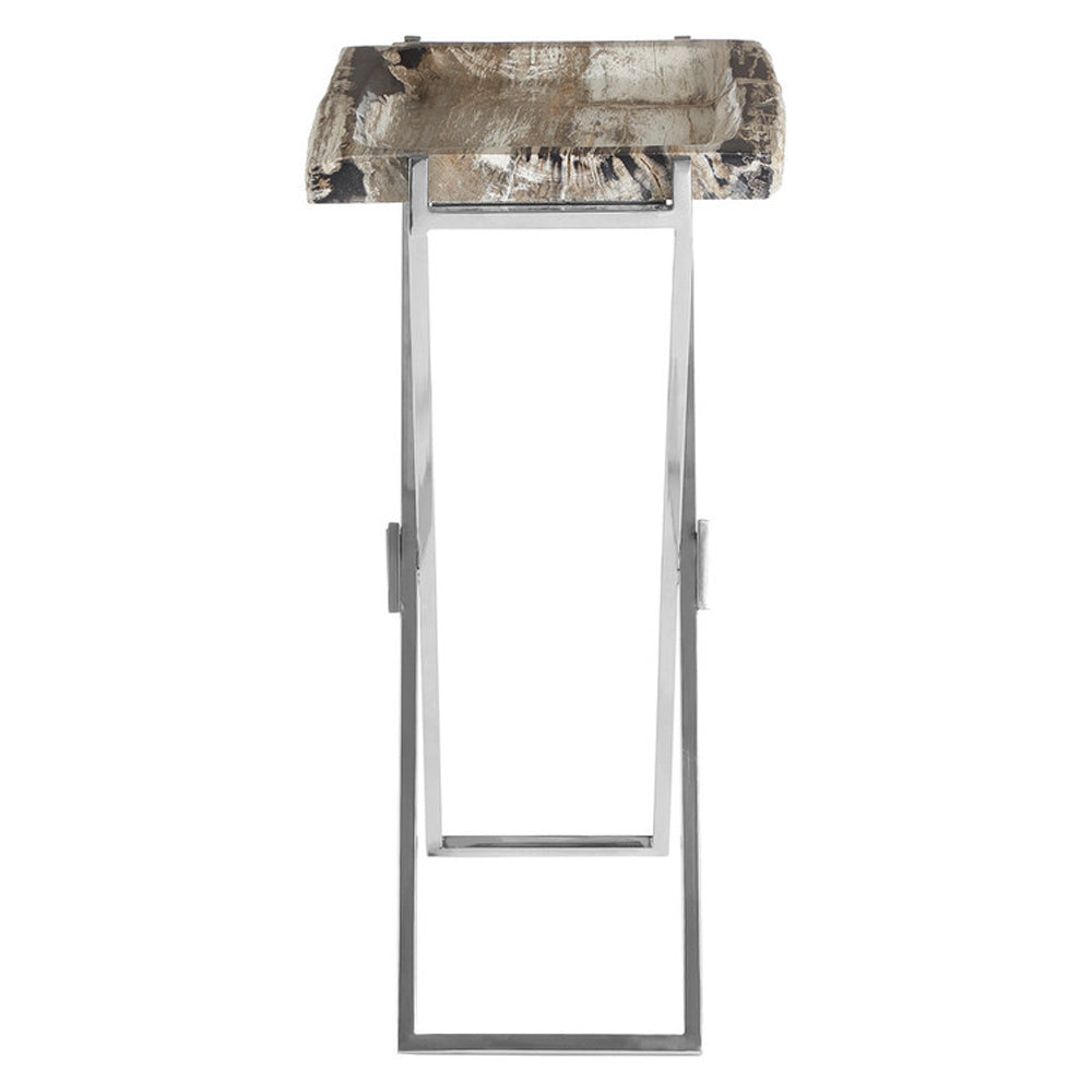 Product photograph of Olivia S Natural Living Collection - Dark Petrified Wood Side Table from Olivia's.