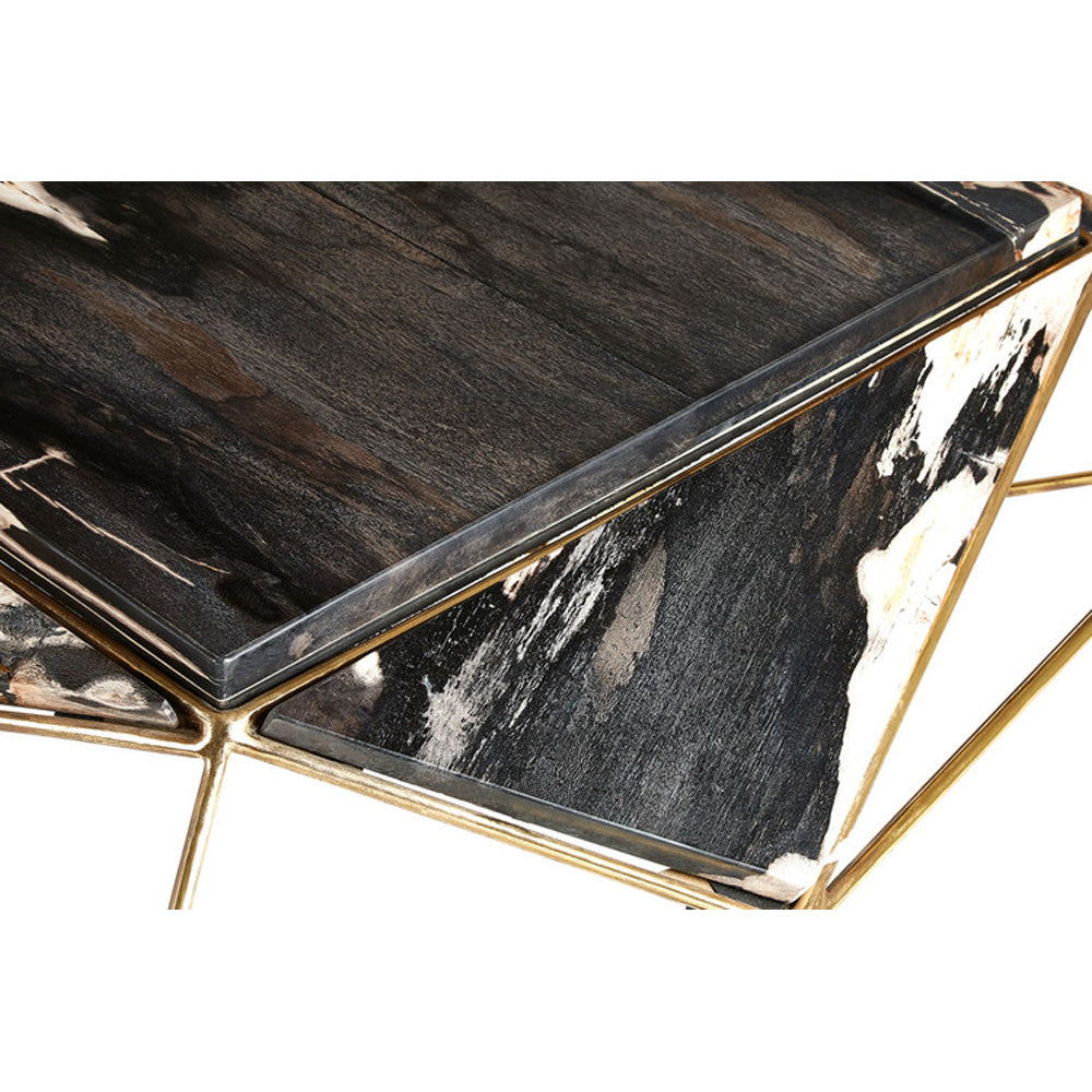 Product photograph of Olivia S Natural Living Collection - Dark Petrified Geomtric Base Coffee Table from Olivia's.