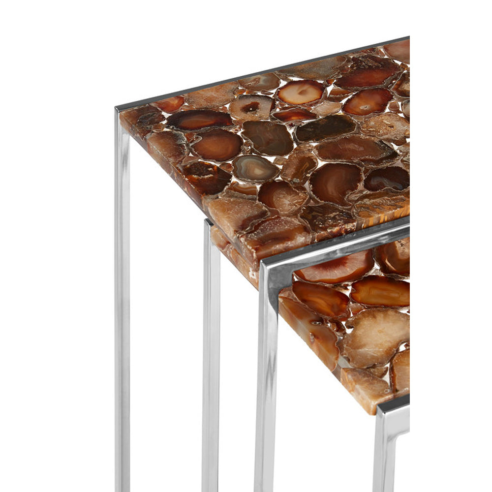 Product photograph of Olivia S Natural Living Collection - Agate Stone Nest Side Tables from Olivia's.