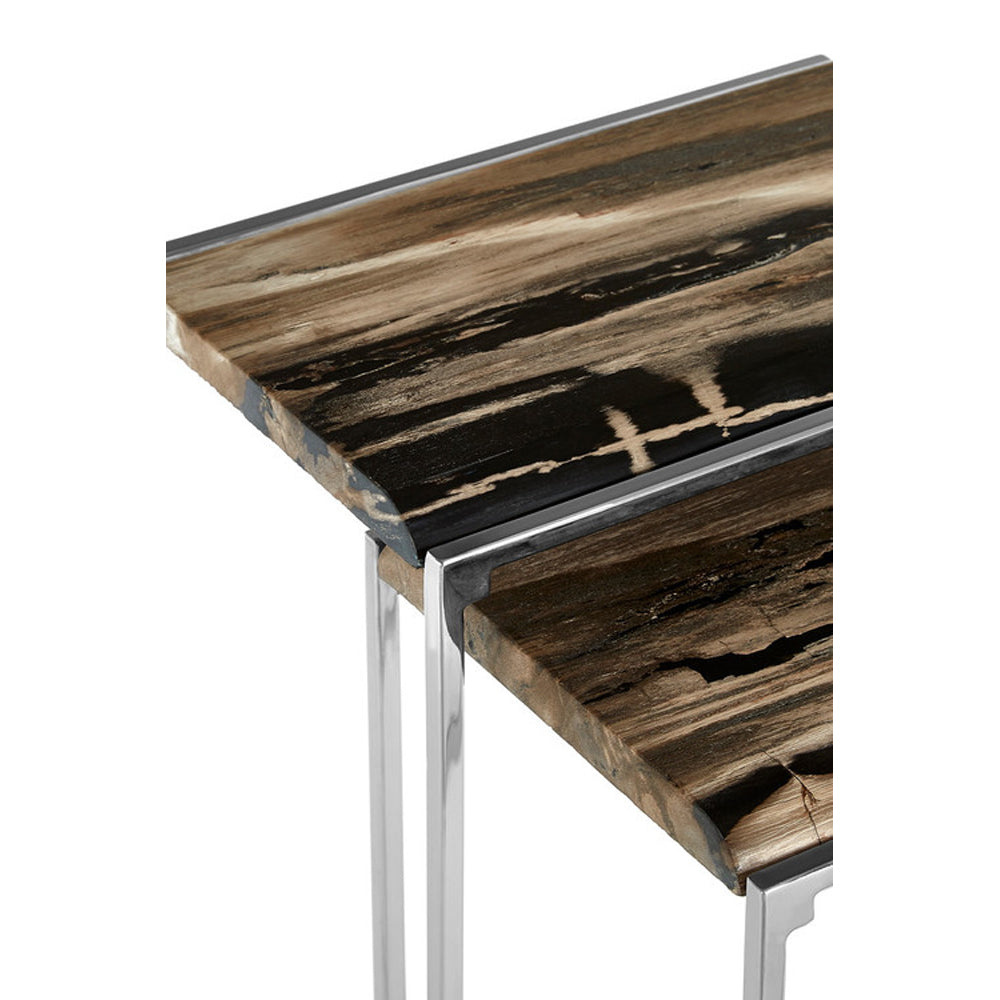 Product photograph of Olivia S Natural Living Collection - Petrified Wood Nest Of Tables from Olivia's.