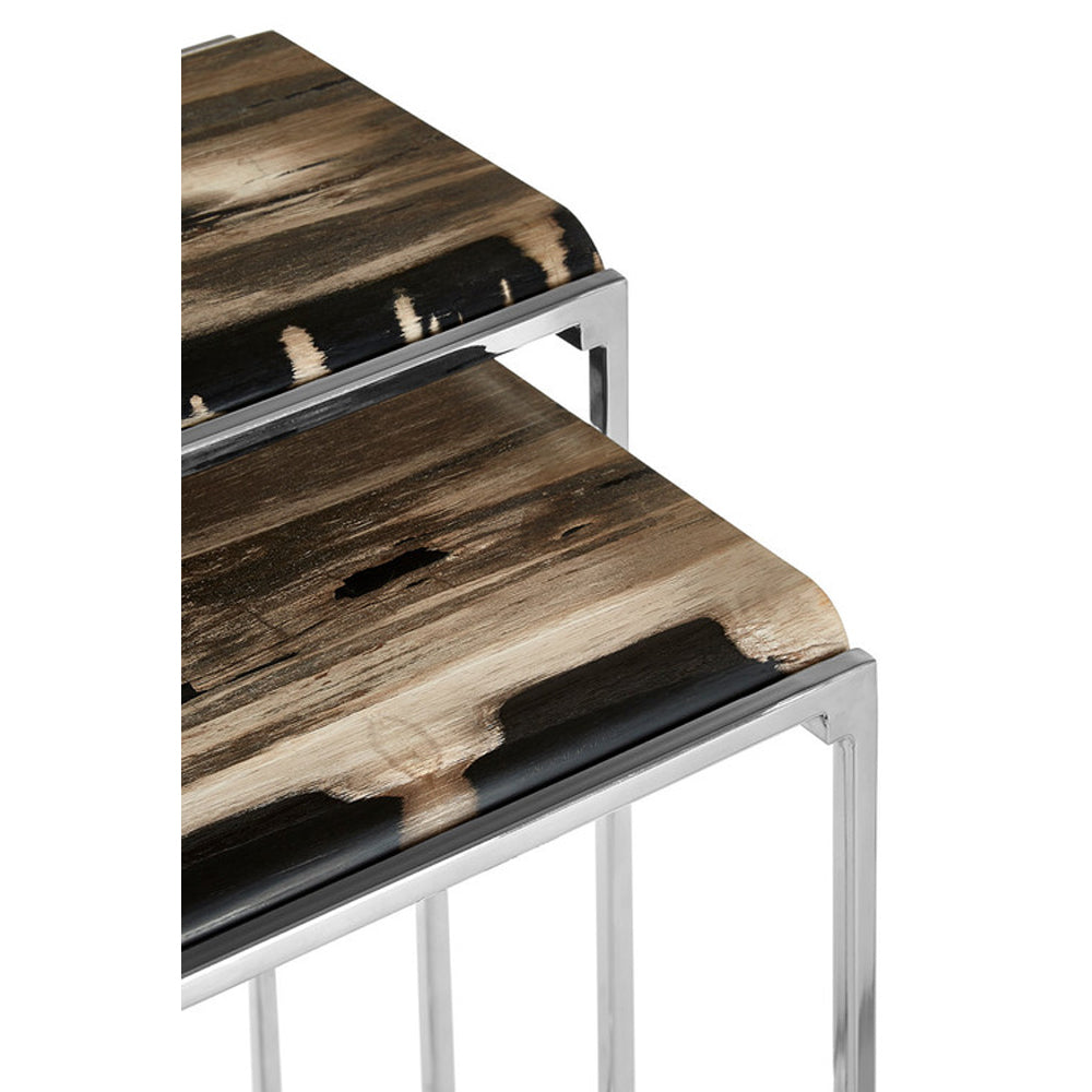 Product photograph of Olivia S Natural Living Collection - Petrified Wood Nest Of Tables from Olivia's.