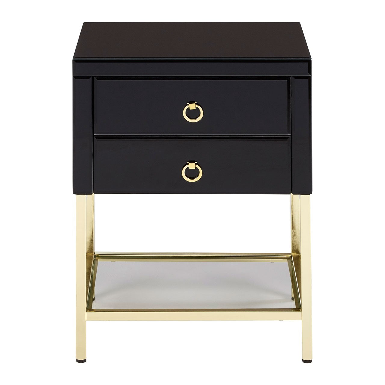 Olivias Katie Townhouse Side Table 2 Drawer Gold