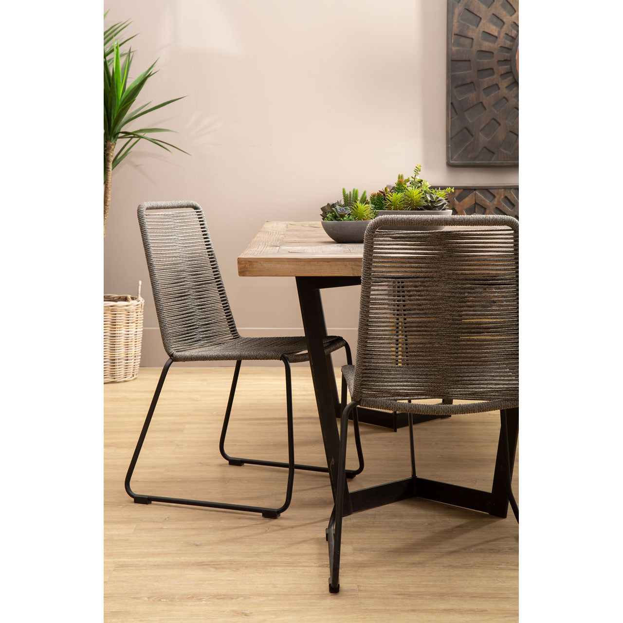 Product photograph of Olivia S Steph Rope Dining Chair In Grey from Olivia's.