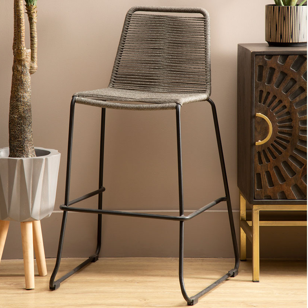 Product photograph of Olivia S Steph Rope Bar Stool Grey from Olivia's