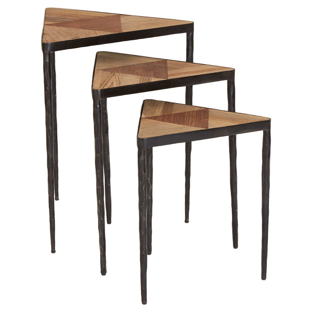 Product photograph of Olivia S Soft Industrial Collection - Elmi Set Of 3 Triangular Nesting Tables from Olivia's.