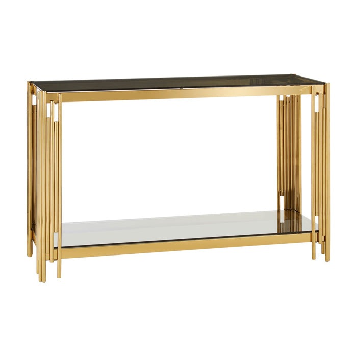Product photograph of Olivia S Allure Console Table Gold Linear Gold from Olivia's.