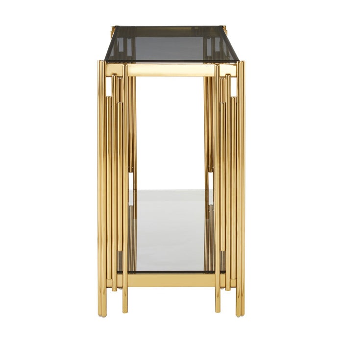 Product photograph of Olivia S Allure Console Table Gold Linear Gold from Olivia's.