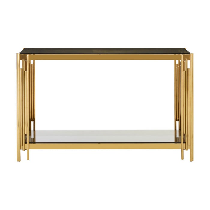 Olivias Allure Console Table Gold Linear Gold