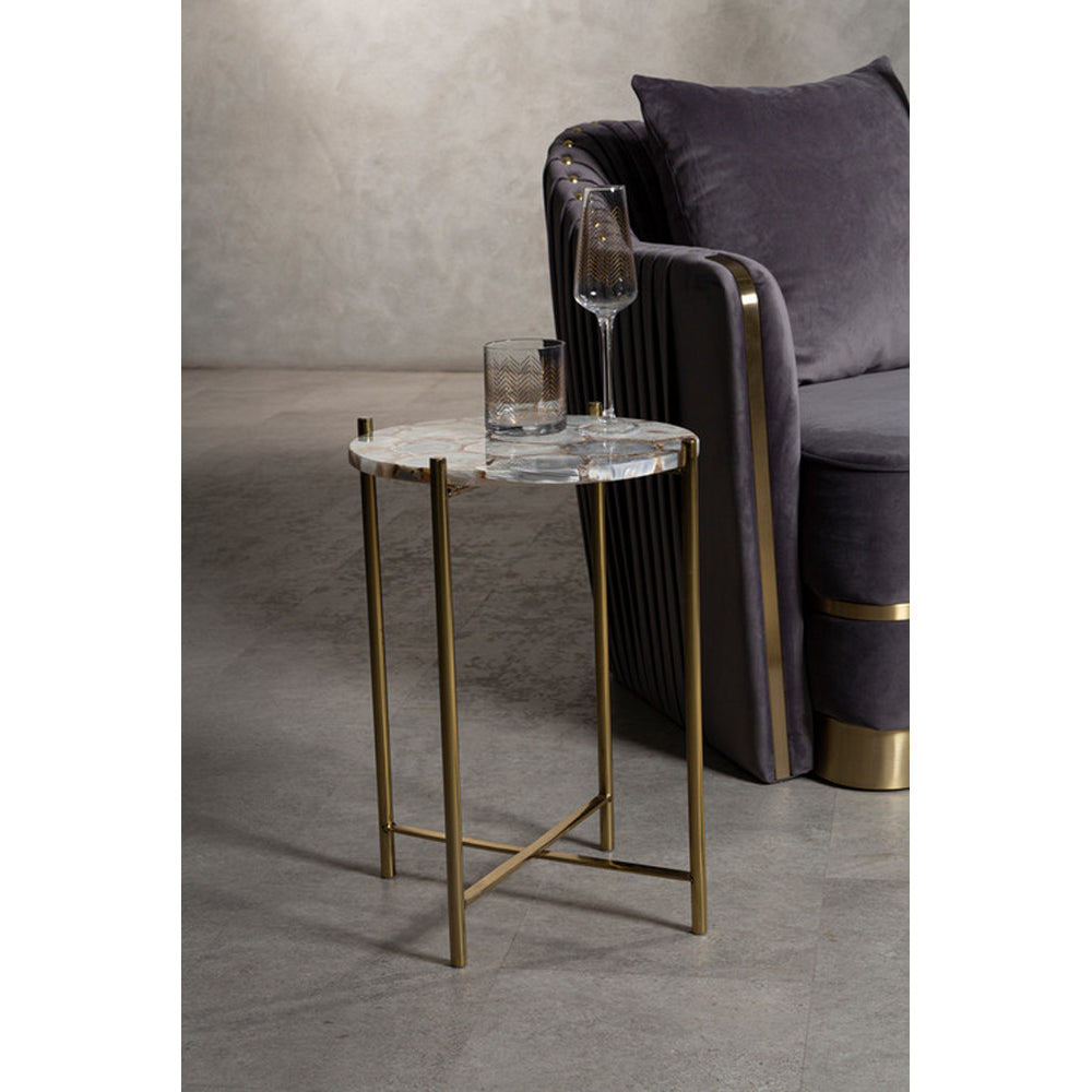 Product photograph of Olivia S Boutique Hotel Collection - Natural Agate Side Table from Olivia's.