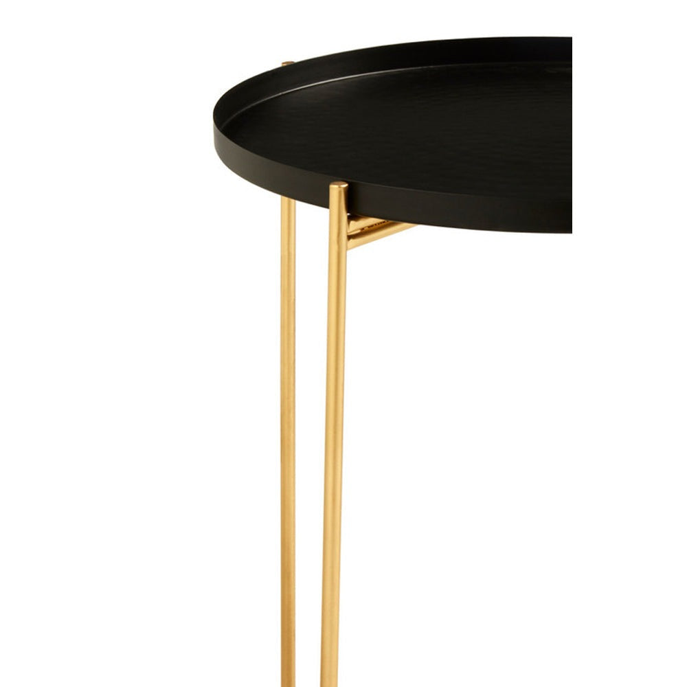 Product photograph of Olivia S Boutique Hotel Collection - Black Iron Top Side Table from Olivia's.