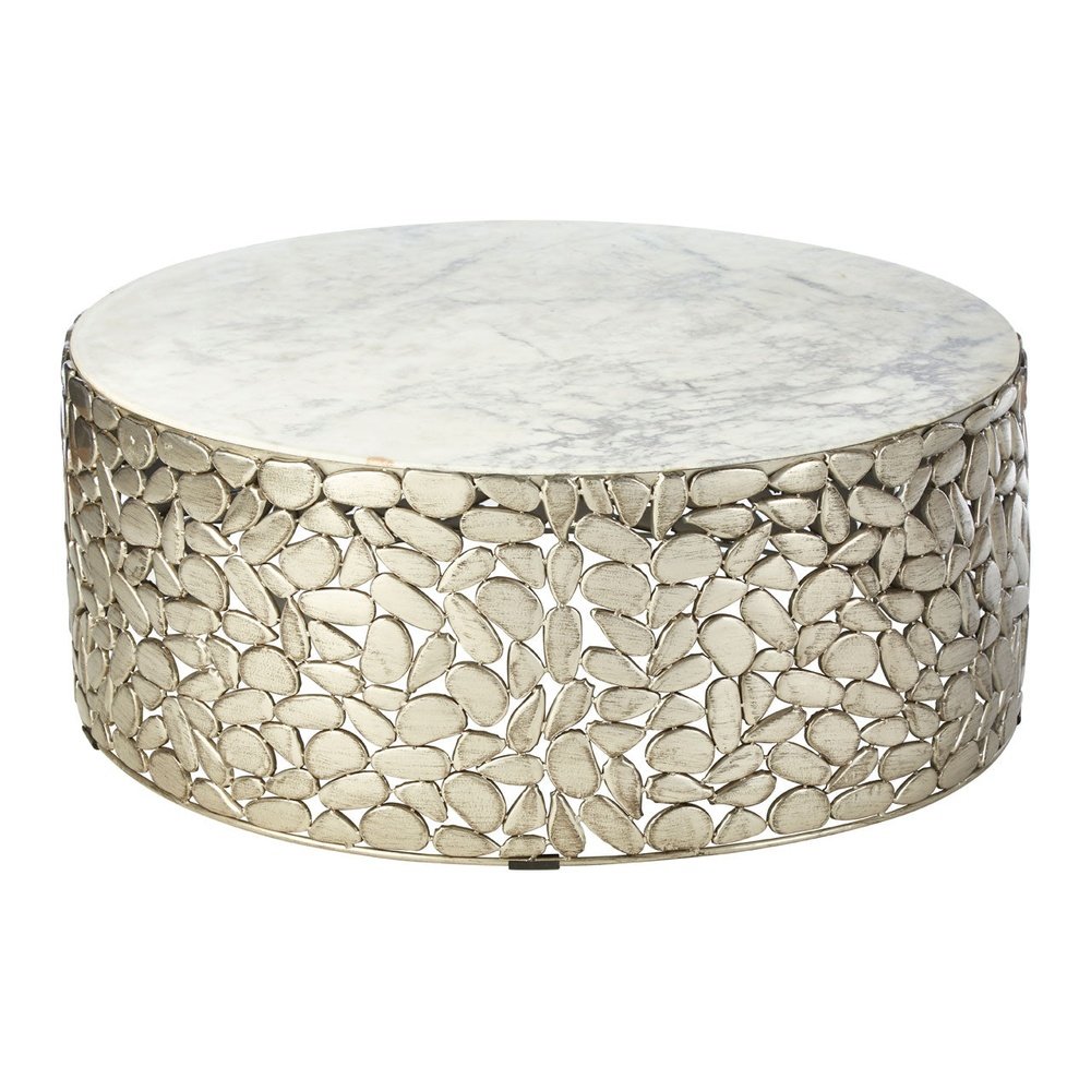 Product photograph of Olivia S Terra Iron Stone Coffee Table In Antique Pewter from Olivia's