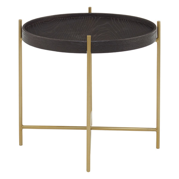 Olivias Lou Side Table Black Top And Gold Base Short