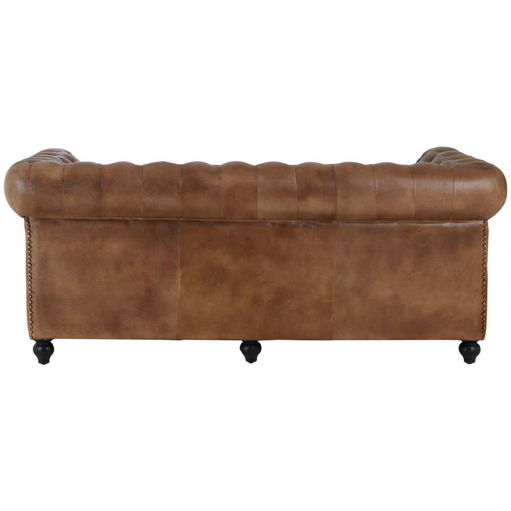 Product photograph of Olivia S Soft Industrial Collection - Buffs 3 Seater Chesterfield Sofa In Brown from Olivia's.
