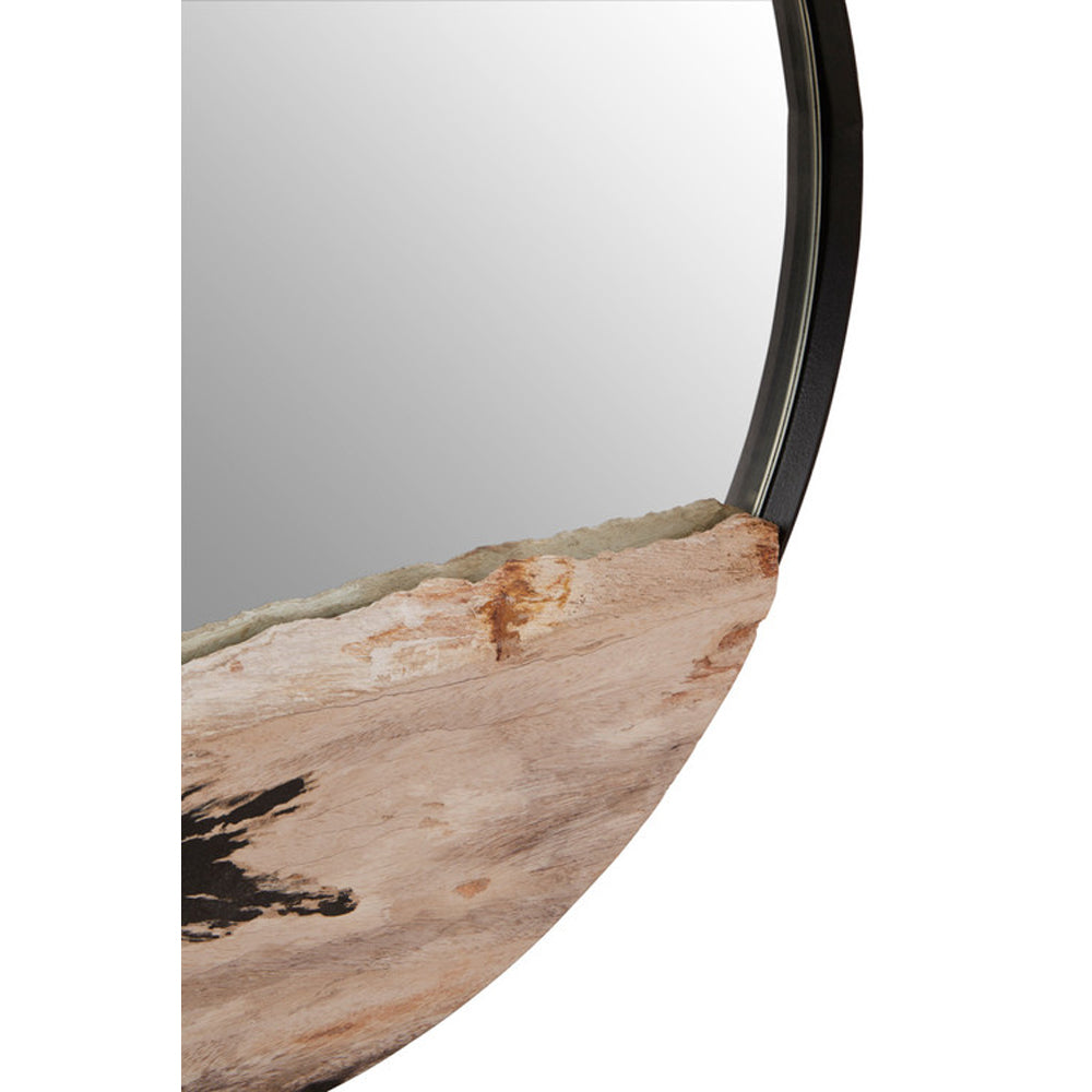 Product photograph of Olivia S Natural Living Collection - Raven Petrified Wood Small Round Mirror from Olivia's.