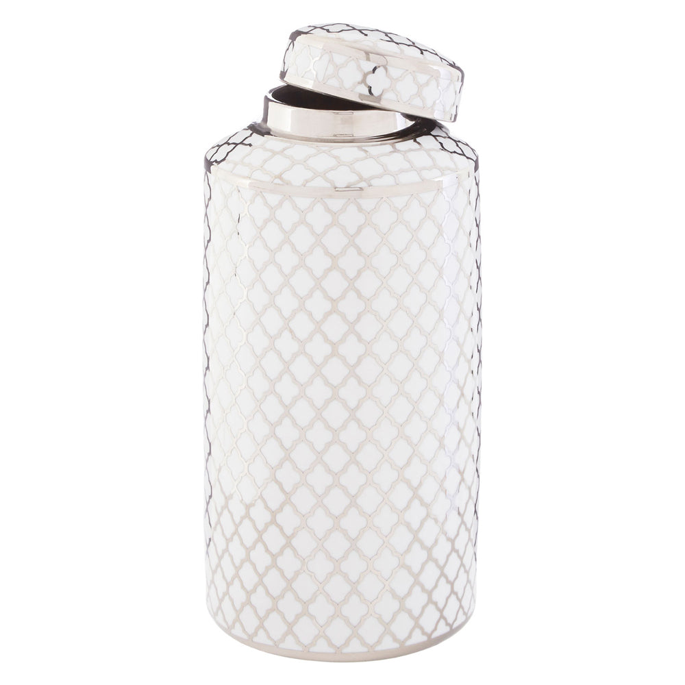 Product photograph of Olivia S Renne Jar White And Silver from Olivia's.