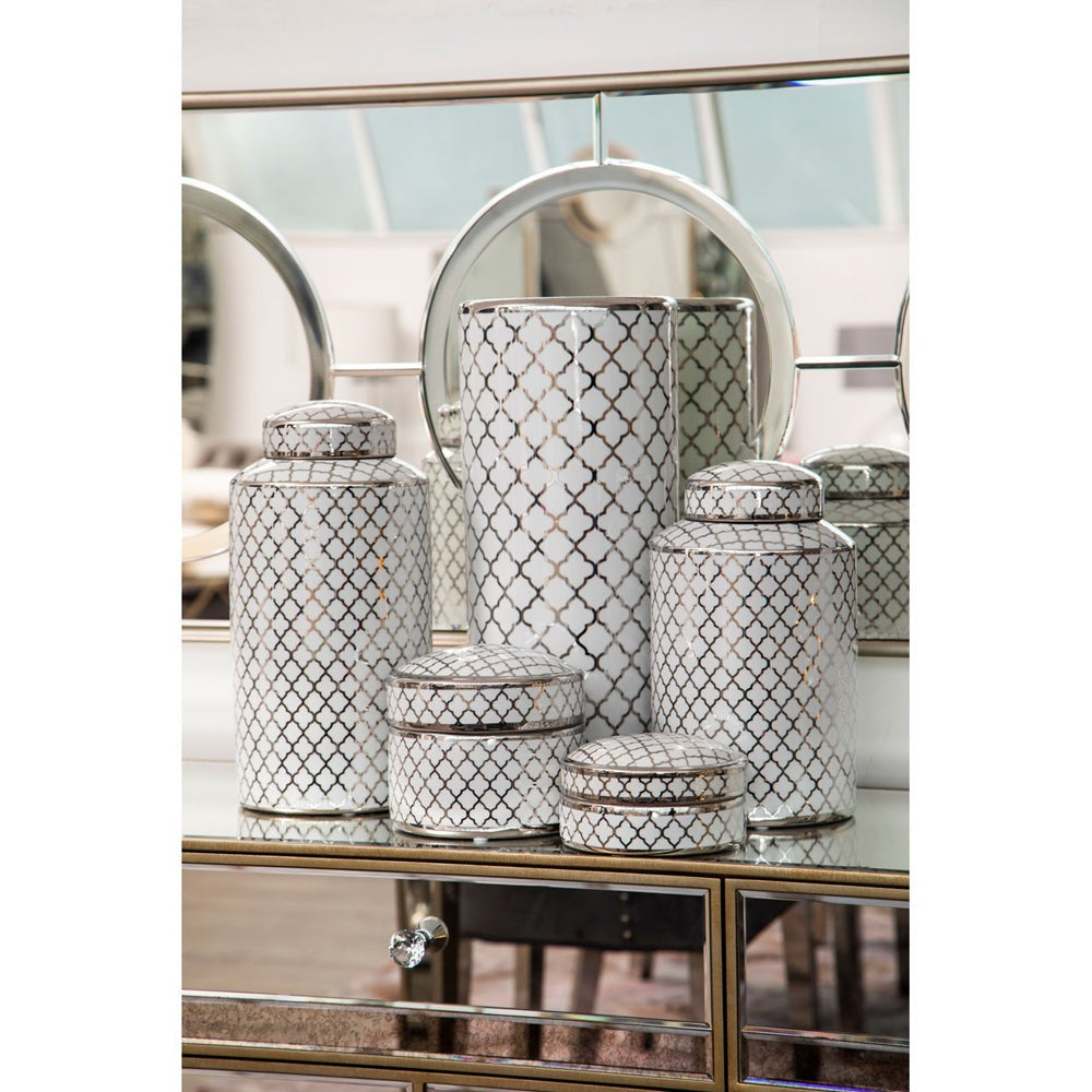 Product photograph of Olivia S Renne Jar White And Silver from Olivia's.