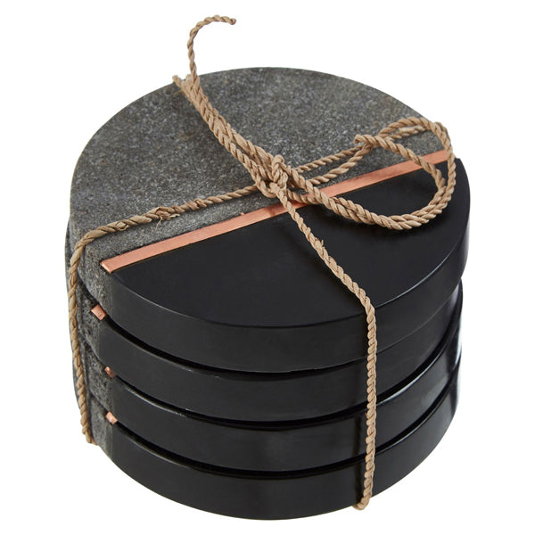 Product photograph of Olivia S Petra Coaster Lava Stone Set Of 4 from Olivia's.