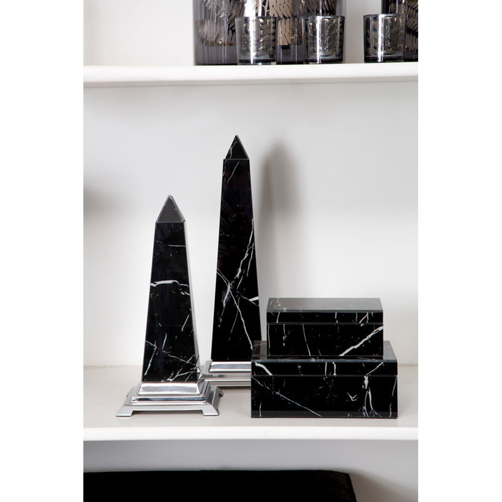 Product photograph of Olivia S Luxe Collection - Large Black Marble Effect Sculpture from Olivia's.