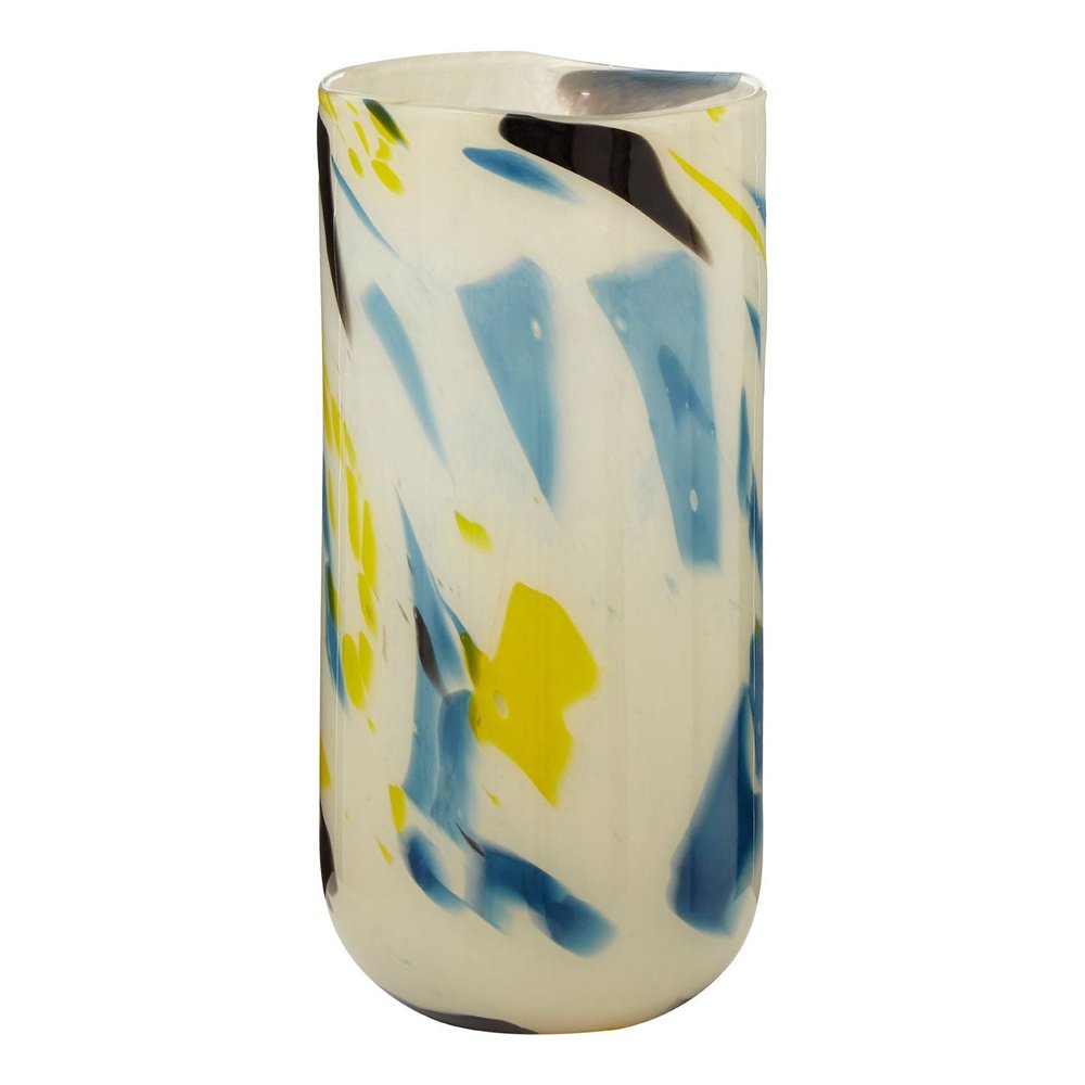Product photograph of Olivia S Carabella Glass Vase Abstract In Yellow Blue Black from Olivia's.