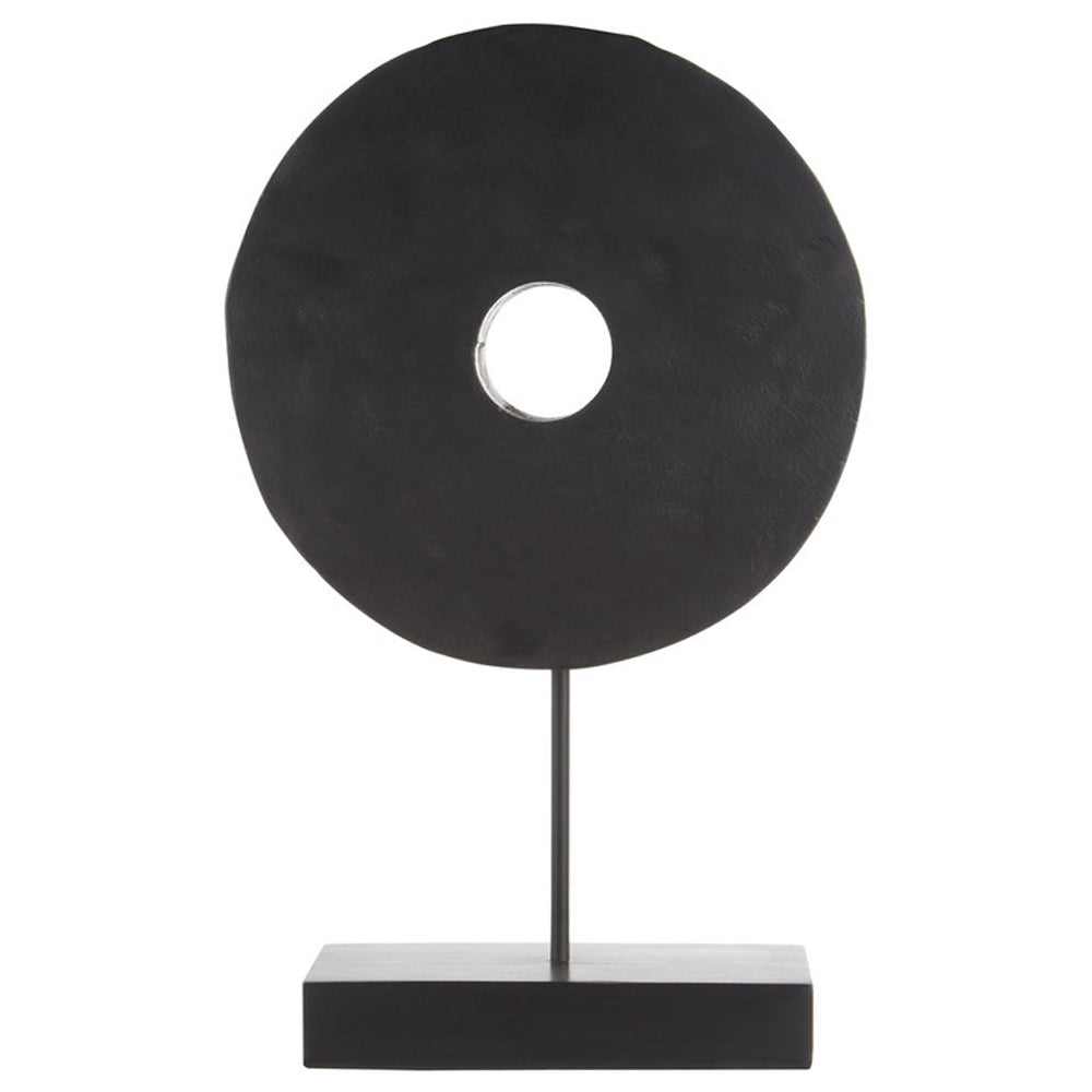 Product photograph of Olivia S Black Wooden Disc Sculpture Large from Olivia's.