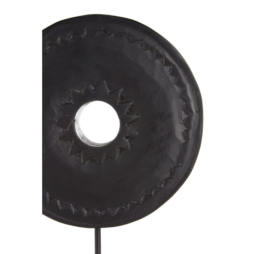 Product photograph of Olivia S Black Wooden Disc Sculpture Large from Olivia's.