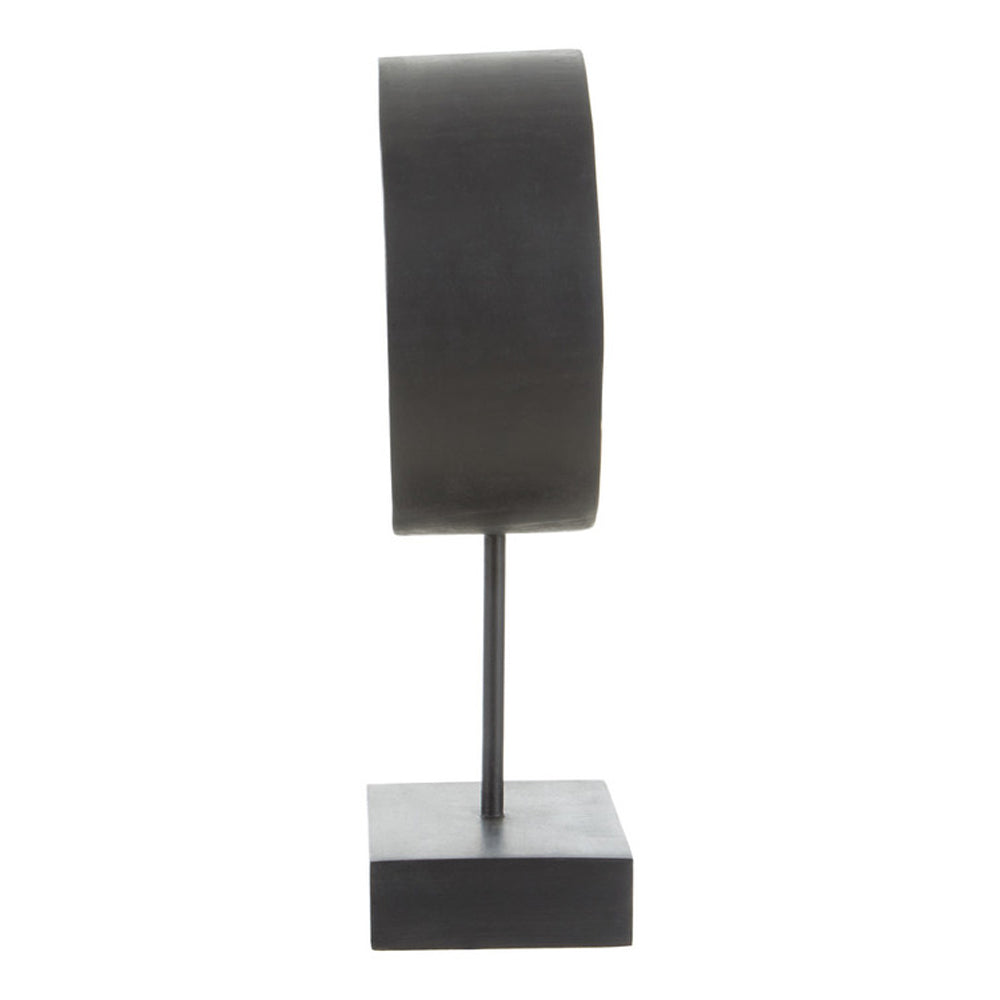 Product photograph of Olivia S Black Wooden Disc Sculpture Small from Olivia's.
