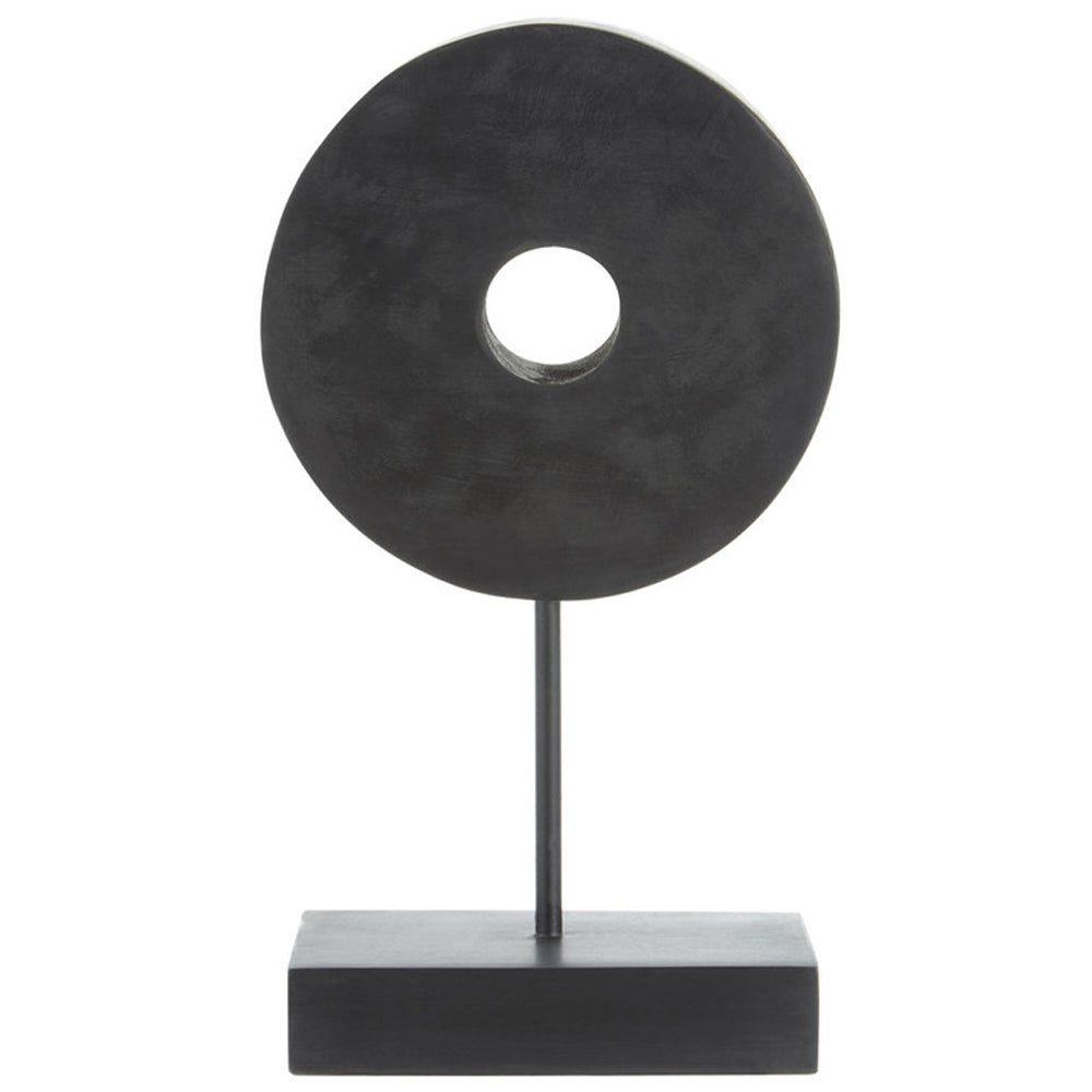 Product photograph of Olivia S Black Wooden Disc Sculpture Small from Olivia's.