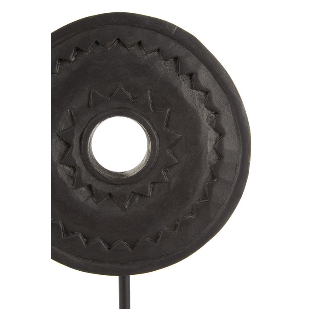 Product photograph of Olivia S Black Wooden Disc Sculpture Small from Olivia's.