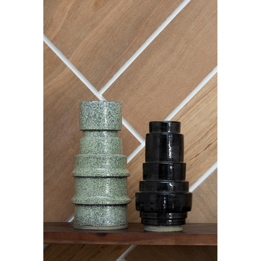 Product photograph of Olivia S Black Earthenware Vase from Olivia's.