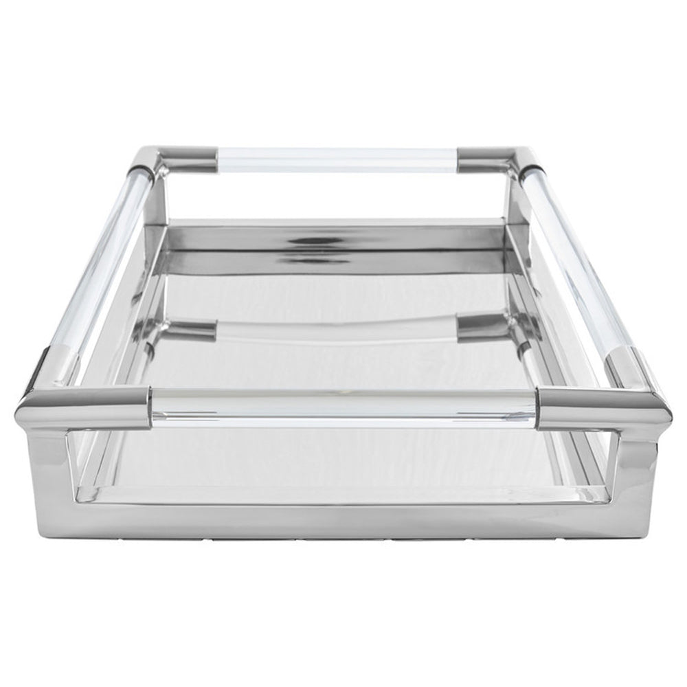 Product photograph of Olivia S Luxe Collection - Silver And Acrylic Tray from Olivia's.