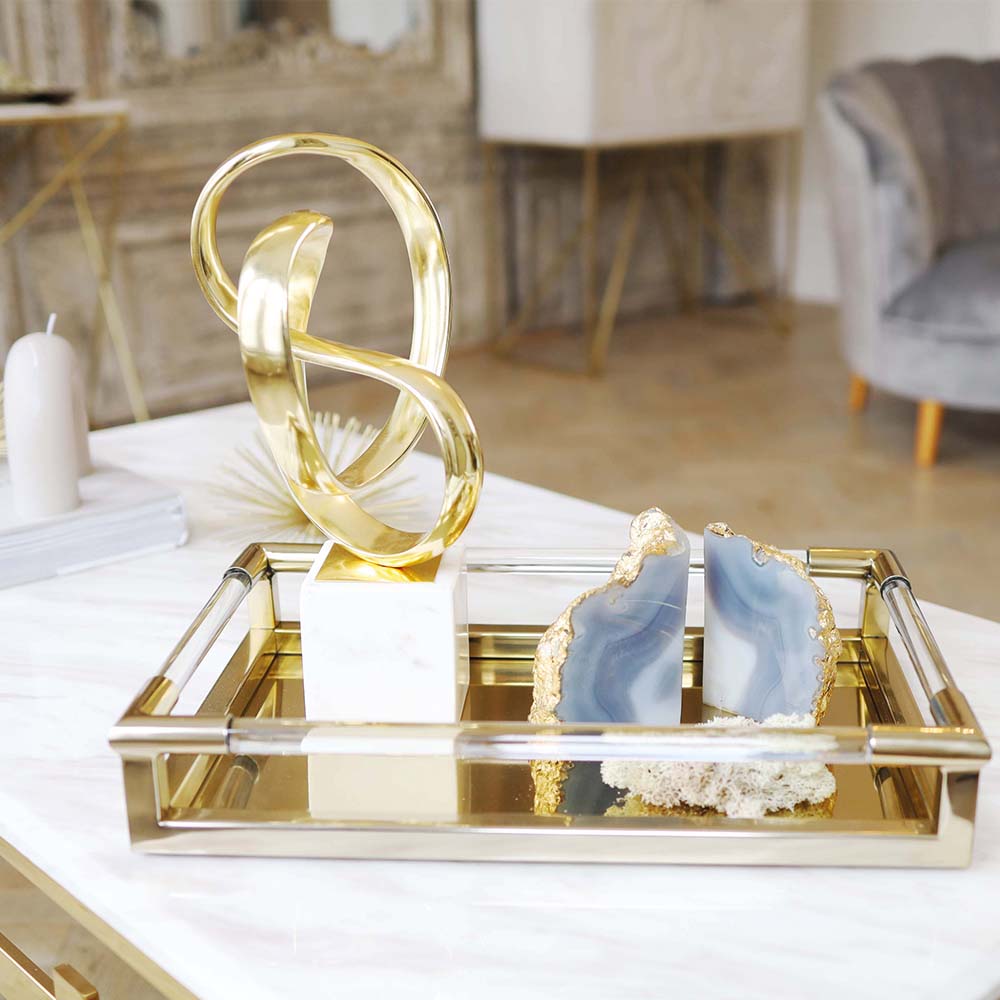 Product photograph of Olivia S Luxe Collection - Gold And Acrylic Tray from Olivia's.