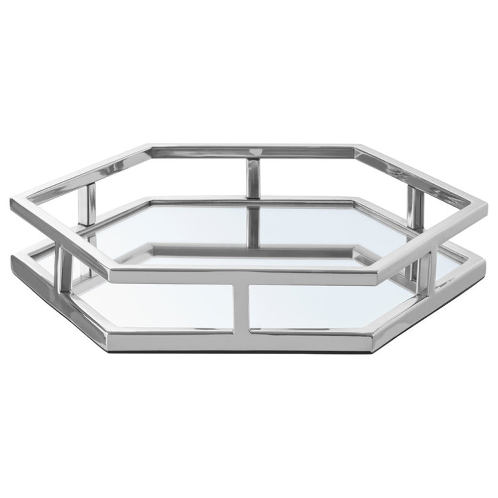 Product photograph of Olivia S Luxe Collection - Hexagonal Silver Mirror Tray from Olivia's.