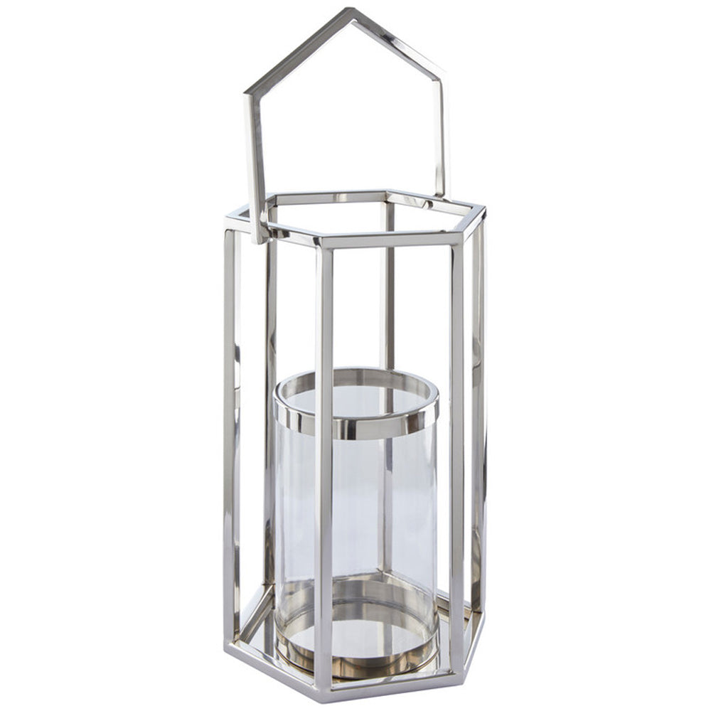 Product photograph of Olivia S Luxe Collection - Hexagonal Silver Lantern Large from Olivia's.
